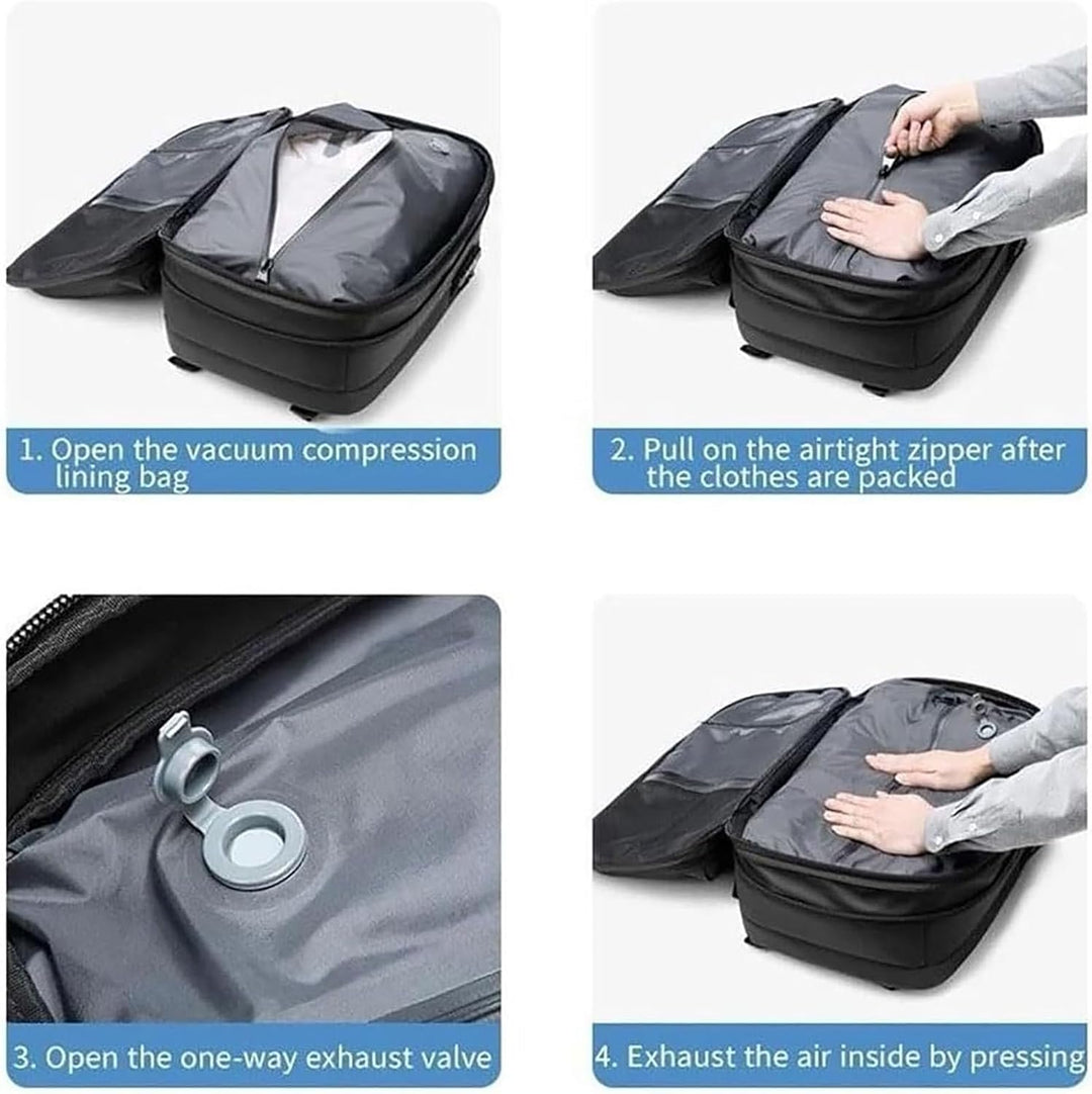 Hochwertiger Unisex Reiserucksack mit Standfunktion, Kompression, Nassfach & Diebstahlschutz.