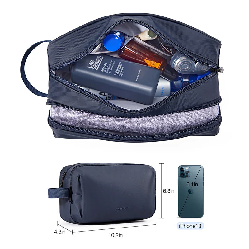 Kompakte, leichte Kulturtasche für Handgepäck; unisex Reiseorganizer hält Ordnung im Gepäck.