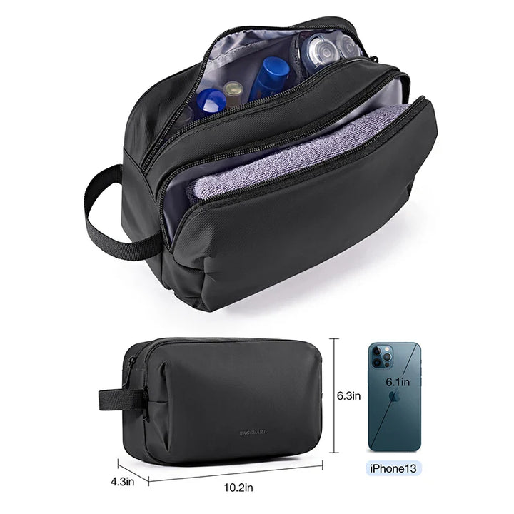 Vielseitige Kosmetiktasche als Reisebegleiter für Damen & Herren; leicht, wasserfest & geräumig.
