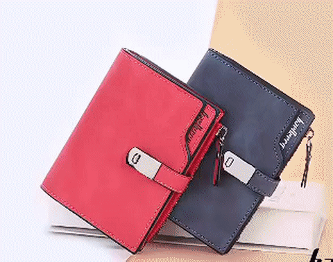 Organisiertes Unisex Portemonnaie Dunkelrot mit Magnetverschluss, für Herren und Damen.