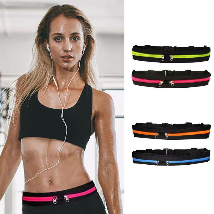 Unisex Laufgürtel mit zwei Fächern für Handy & Schlüssel, ideal zum Joggen, Wandern & Sport.
