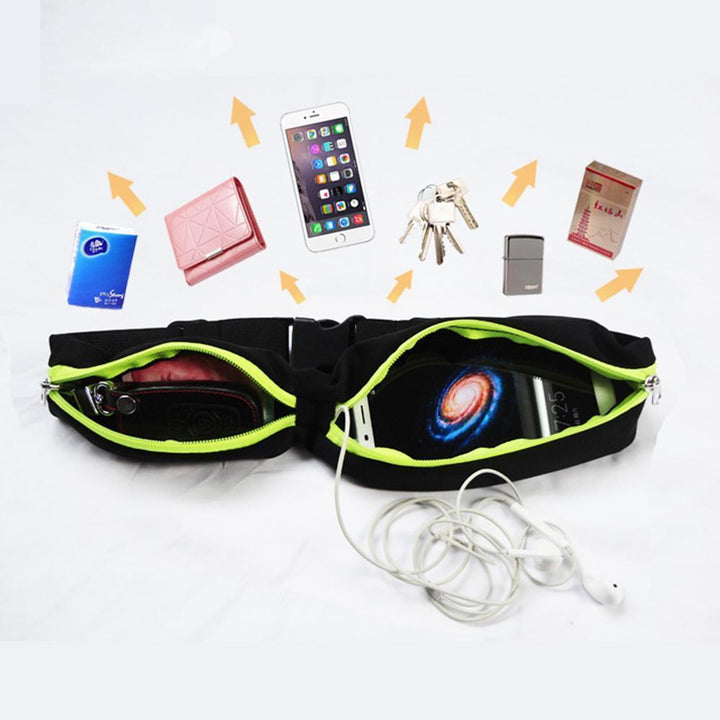 Robuster Unisex Laufgürtel (Bauchtasche) mit 2 Fächern, wasserabweisend, für Sport, Outdoor & Reisen.