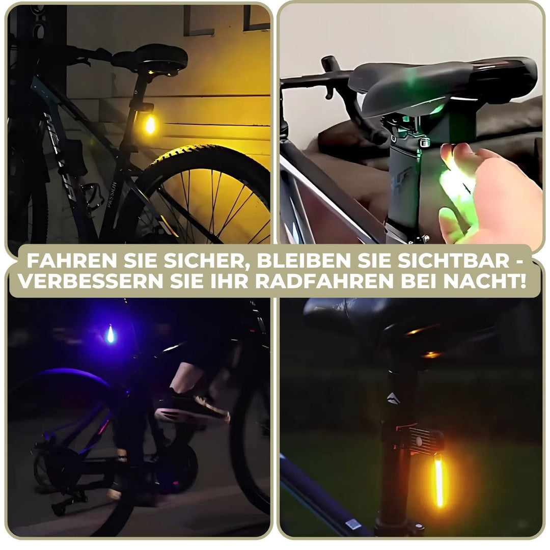 Farbiges LED-Fahrradrücklicht, unisex, für verbesserte Beleuchtung und Sicherheit im Straßenverkehr.