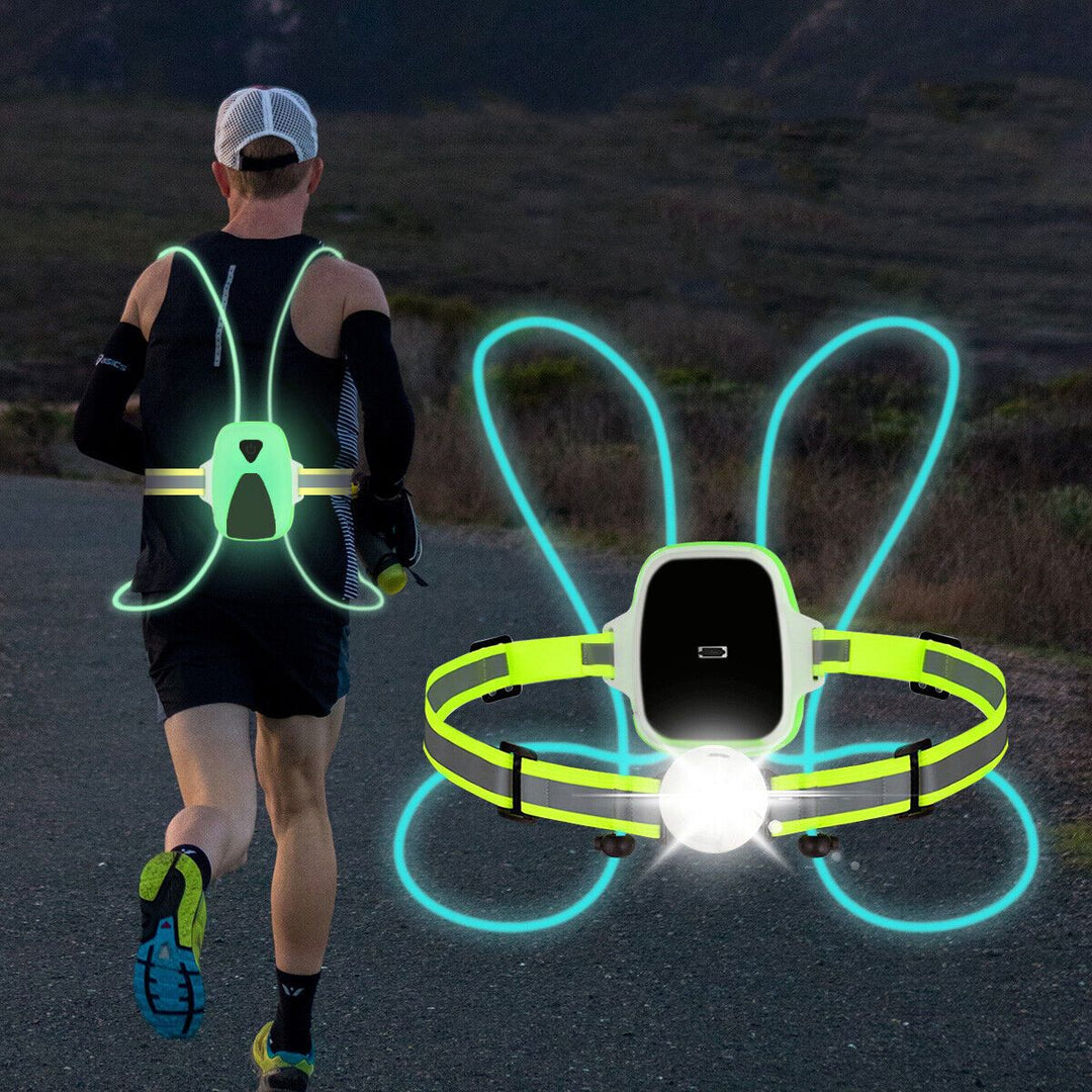 Unisex LED-Sicherheitsweste für Läufer & Outdoor-Sport. Hohe Sichtbarkeit bei Nacht, USB aufladbar.