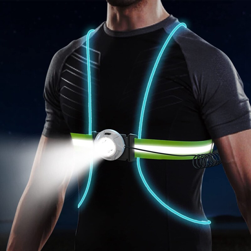 Reflektierende LED-Sicherheitsweste, wasserdicht, für Damen & Herren beim Nachtlauf & Radfahren.