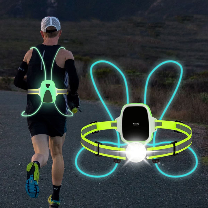 REFLECTGLOW Sicherheitsweste mit integrierten LEDs, perfekt für abendliche Freizeit- und Sportaktivitäten.