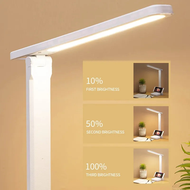 Faltbare, wiederaufladbare LED Schreibtischlampe mit USB-Anschluss, perfekt für Homeoffice.