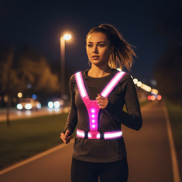 Unisex LED-Weste für sicheres Nachttraining, Joggen & Wandern. Hohe Sichtbarkeit bei Dämmerung und Dunkelheit.