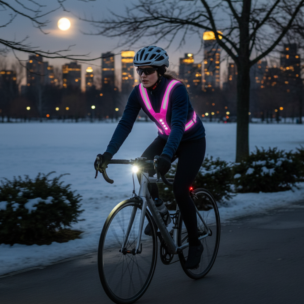 Verstellbare LED-Sicherheitsweste. Reflektierend, ideal für Nachtlauf, Joggen & Fahrradfahren bei schlechter Sicht.