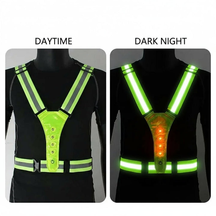 Sicherheitsweste mit hellen LEDs für Nachttraining, Joggen und Fahrradfahren. Maximale Sichtbarkeit unisex.