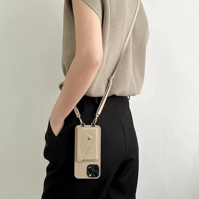 Hochwertige Lederoptik Handy-Crossbody-Hülle. Bietet Schutz für Ihr Smartphone und Platz für Karten.