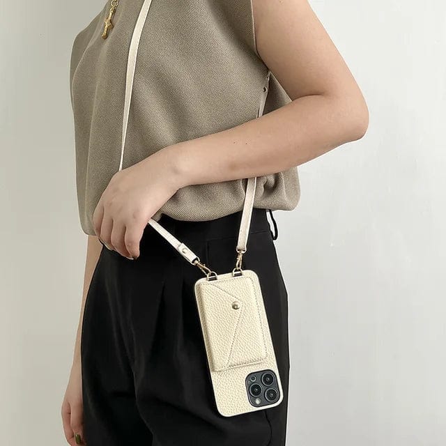 Urban Chic Leder Crossbody Handyhülle für Damen & Herren. Robuste Smartphone Schutzhülle mit praktischem Umhängeband.