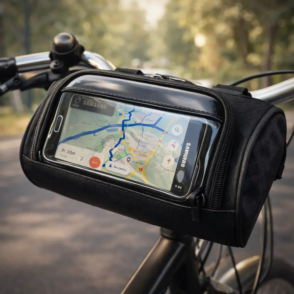 Unisex Lenkertasche für Fahrräder mit Touchscreen-Fach & Spritzwasserschutz für unterwegs.