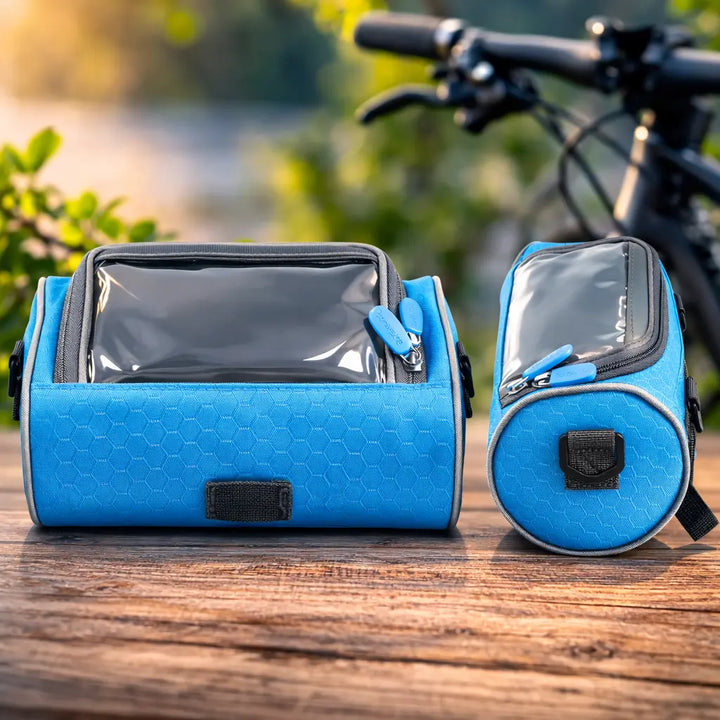 Hochwertige Fahrrad-Lenkertasche aus robustem Material mit effektivem Spritzwasserschutz.