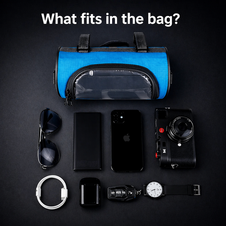 Geräumige Lenkertasche für Handy, Geldbörse & Snacks, ideal für lange Radtouren & Pendeln.
