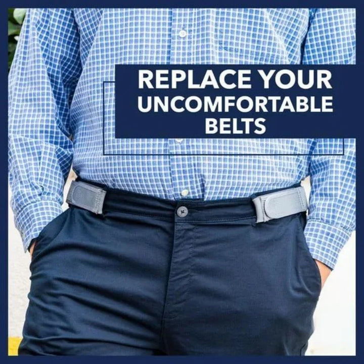 Eleganter schwarzer unisex Stretchgürtel, schnallenlos, für optimale Passform & Tragekomfort.