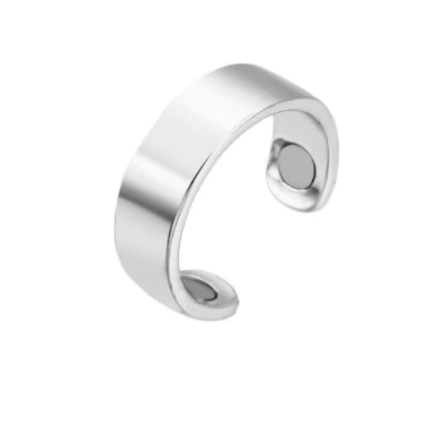 Unisex Magnet-Therapiering, verstellbar, in elegantem Silber für Wohlbefinden & Gesundheit.
