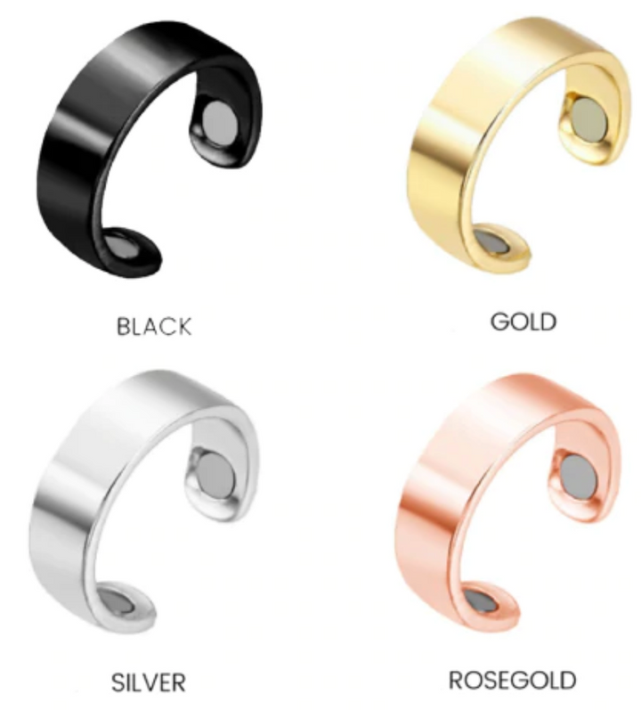 Stilvoller verstellbarer Unisex Metallring. Ein Magnet-Therapiering für tägliches Wohlbefinden.