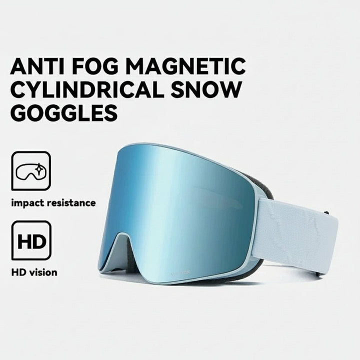 Zylindrische Skibrille unisex, magnetisch, mit UV400-Schutz & Antibeschlag für Ski & Snowboard.