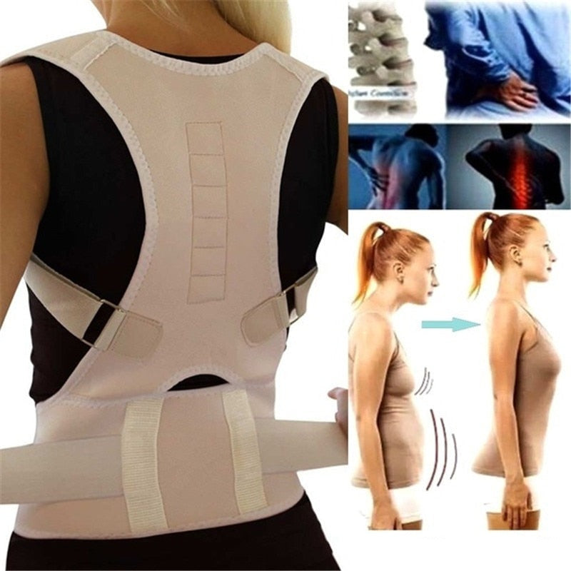Magnetische Rückenstütze für Haltungskorrektur, reduziert Rückenschmerzen & Schulterbeschwerden durch Magnettherapie.