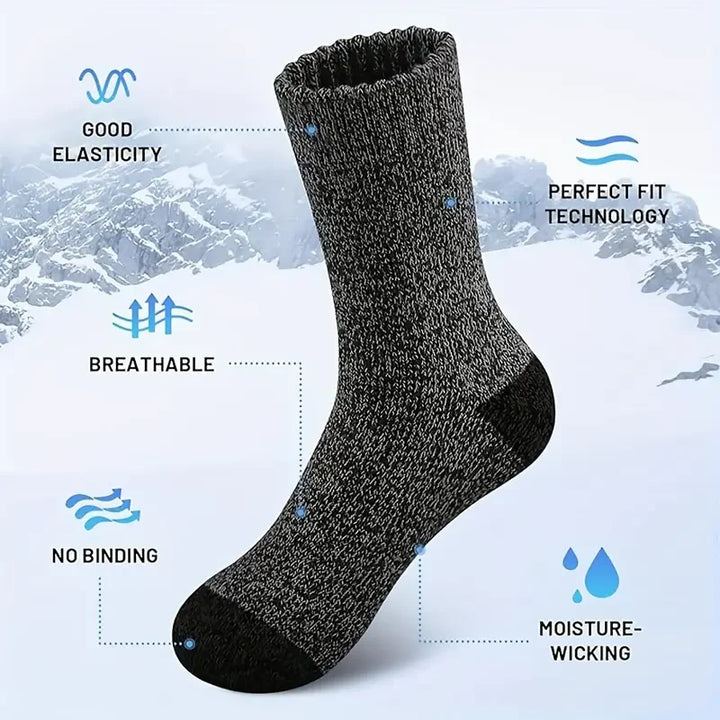 Bequeme dicke Wintersocken aus Merinowolle, Unisex. Perfekt für Wandern, Outdoor-Aktivitäten & Kälteschutz.