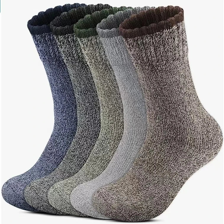 Vielseitige Unisex Merino-Wollsocken (5er-Pack), extra dick. Optimal als Wander-, Outdoor- & Wintersocken.