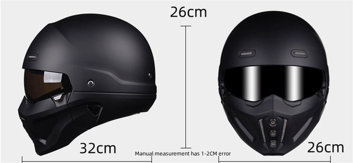 Modularer Vollgesichtshelm für Motorrad, Fahrrad, Skate; Visier abnehmbar für optimale Anpassung & Belüftung.