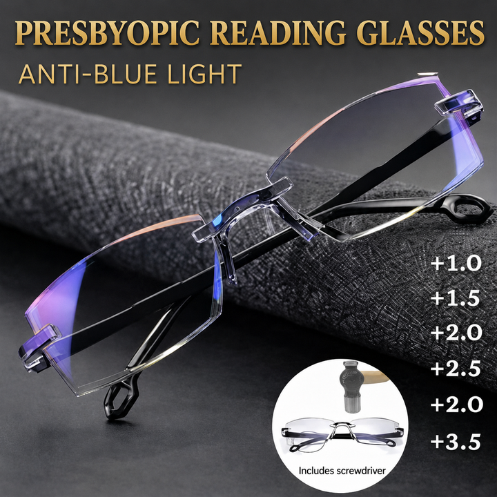 Unisex Multifokal Gleitsicht Lesebrille mit Blaulichtfilter für Alterssichtigkeit & Sehkomfort.