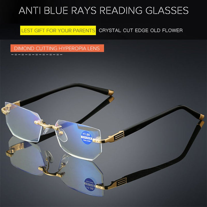 Praktische Unisex Multifokalbrille (Silber) schützt vor Blaulicht, für klares Sehen beim Lesen & Fernsehen.