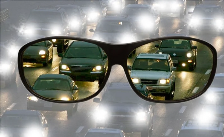 Hochwertige Nachtbrille mit orange Gläsern, Blendschutz für sicheres Autofahren, Unisex.