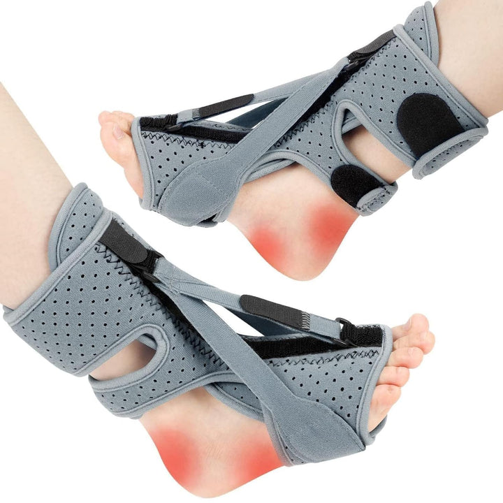 Ergonomische Nachtschiene stabilisiert Fuß und lindert Schmerzen bei Plantarfasziitis, Fersensporn & Fußschmerzen.