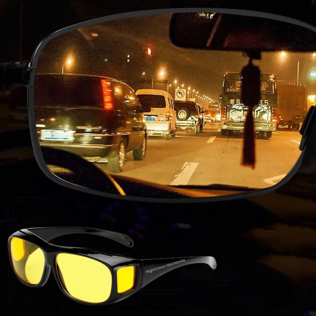 Komfortable Nachtsichtbrille mit HD-Gläsern schützt die Augen vor Blendung und verbessert die Sicht beim Fahren.