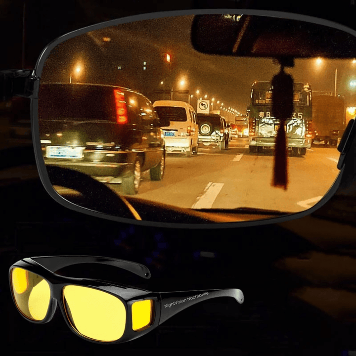 Komfortable Nachtsichtbrille mit HD-Gläsern schützt die Augen vor Blendung und verbessert die Sicht beim Fahren.