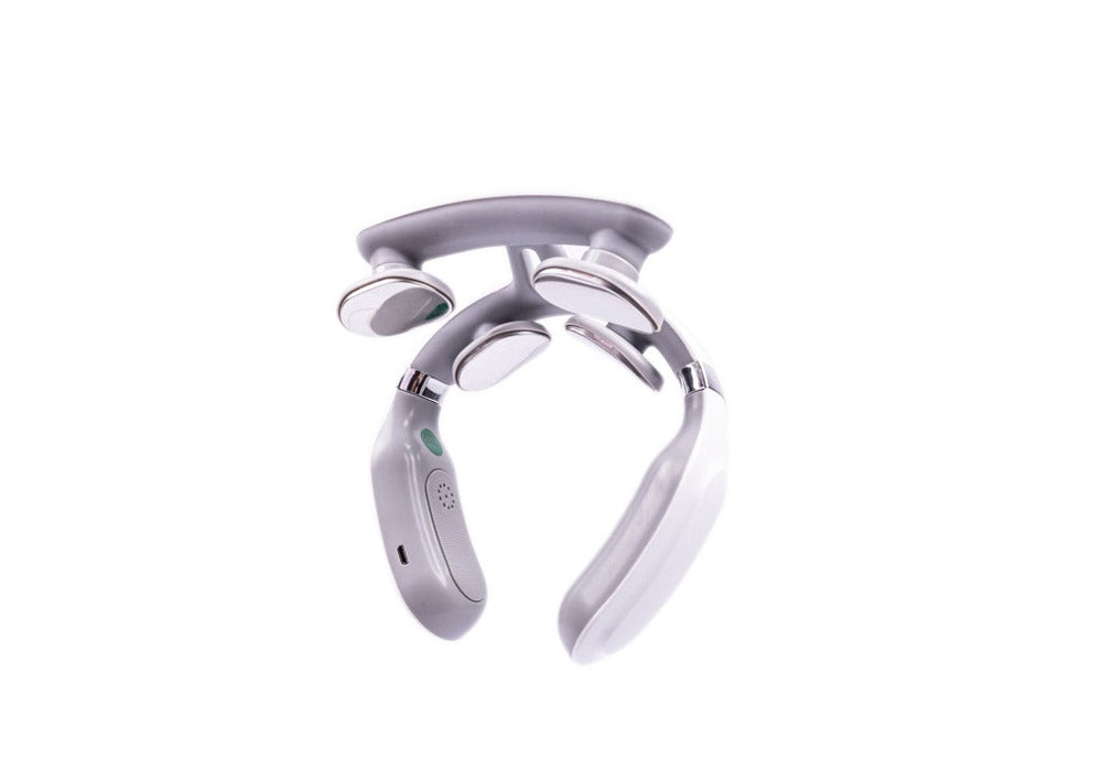 Ergonomisches Nackenmassagegerät für Damen und Herren, bietet angenehme Wärme- & Vibrationsmassage zur Entspannung.