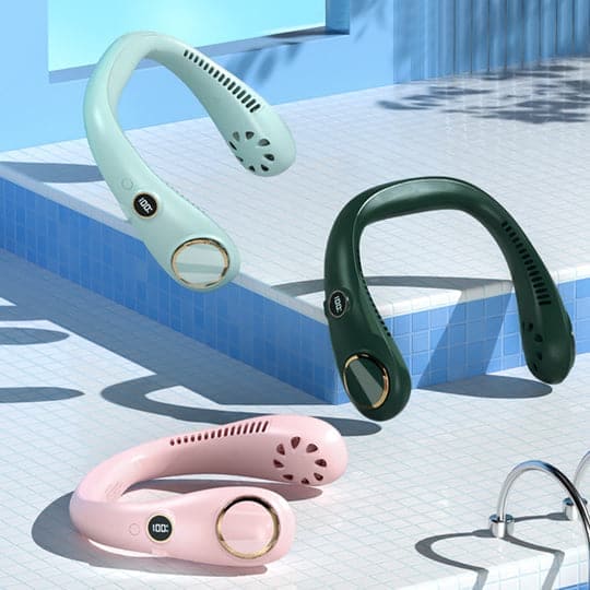 Wiederaufladbarer Nackenventilator für Outdoor-Aktivitäten & Sport, sorgt für frische Brise am Hals.