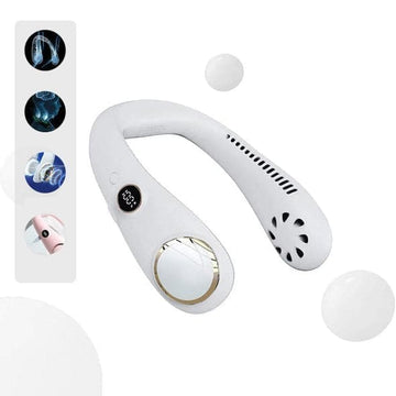 Modernes Gadget: Wiederaufladbarer Nackenventilator mit USB, sorgt für konstante Kühlung unterwegs.