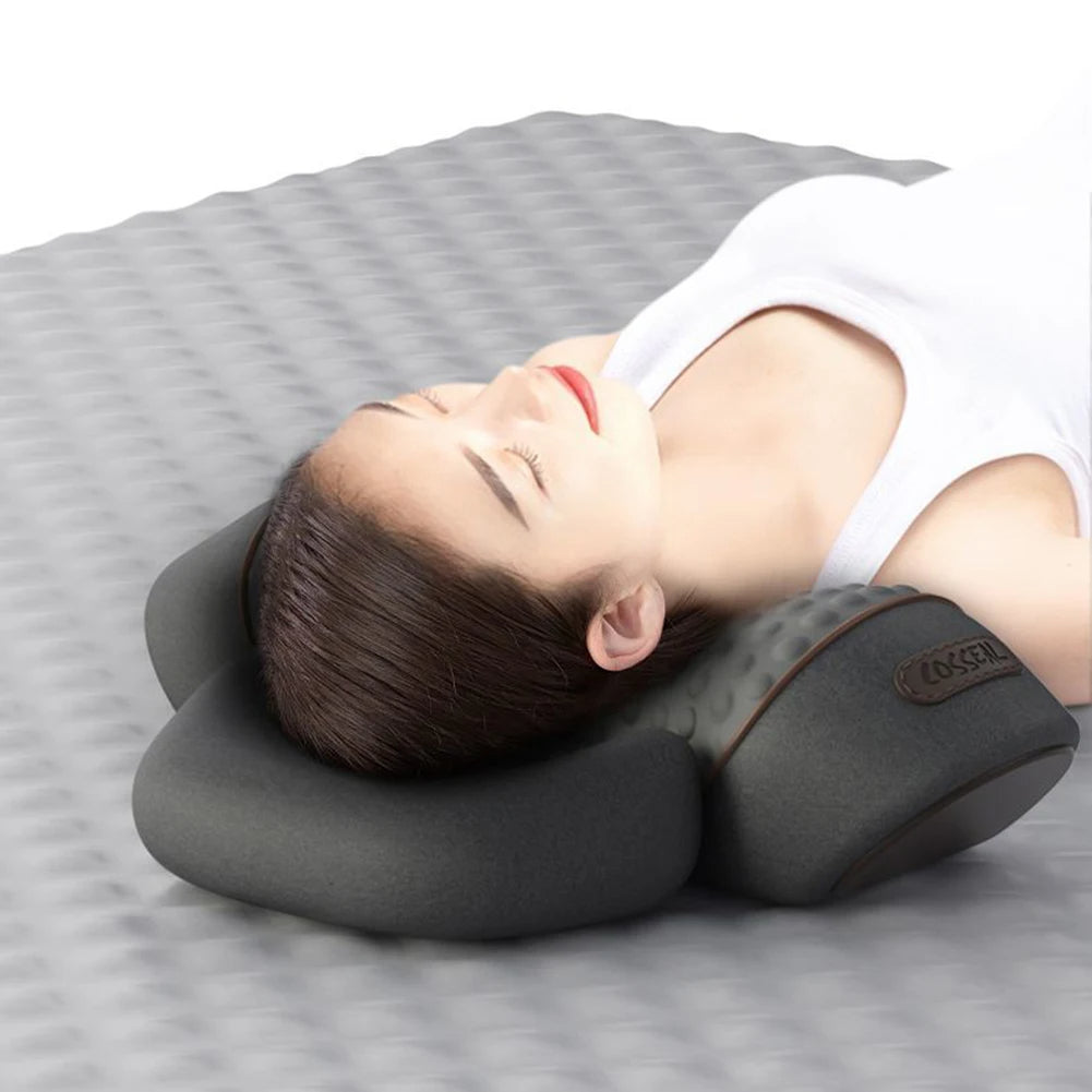 Unisex Nackenwärmekissen, schwarz/grau, mit Massage- & Heizfunktion für Entspannung und Schmerzlinderung.