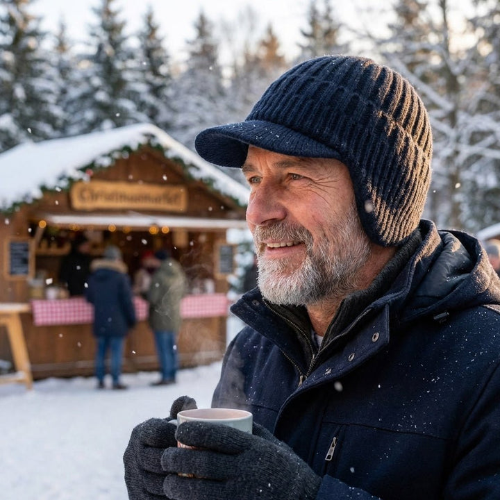Trendige Unisex Mütze im Nordic-Design, perfekt als modisches Accessoire für Herren und Damen.
