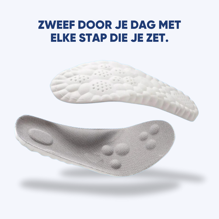 Detailaufnahme von atmungsaktiven orthopädischen Gel-Einlagen, Fokus auf Dämpfung & Komfortstruktur.