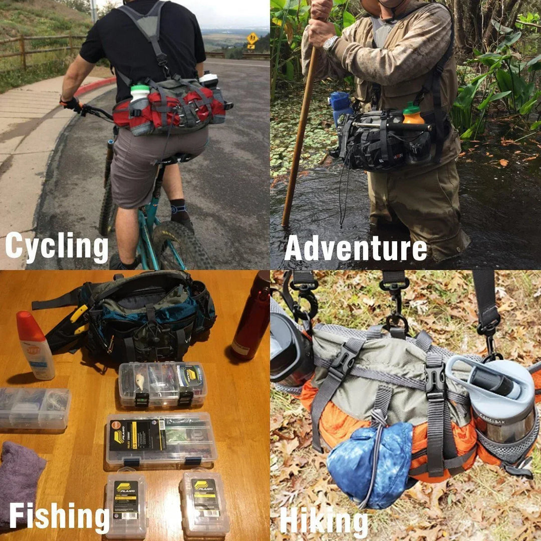 Vielseitige Reise-Hüfttasche mit Multi-Fächer-System, kompakter & wasserabweisender Begleiter.