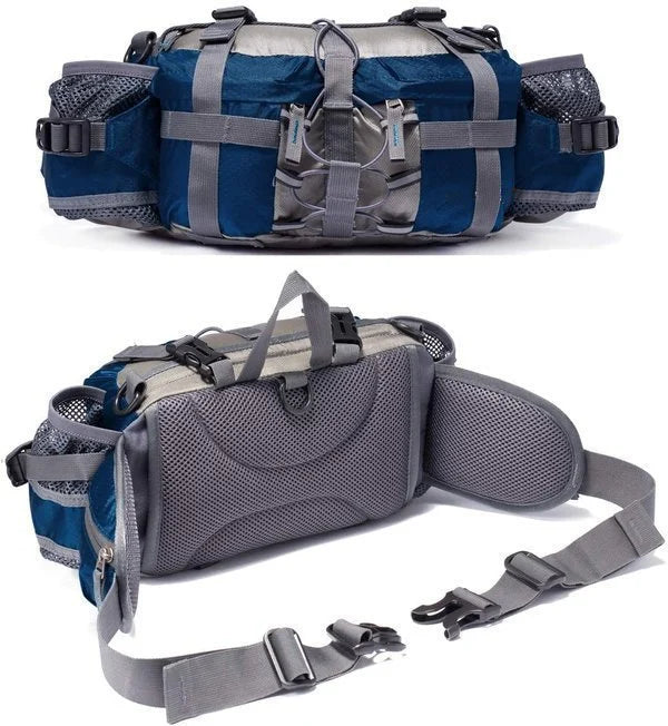 Rückenansicht der wasserabweisenden Outdoor-Gürteltasche, robustes Material für jedes Wetter.