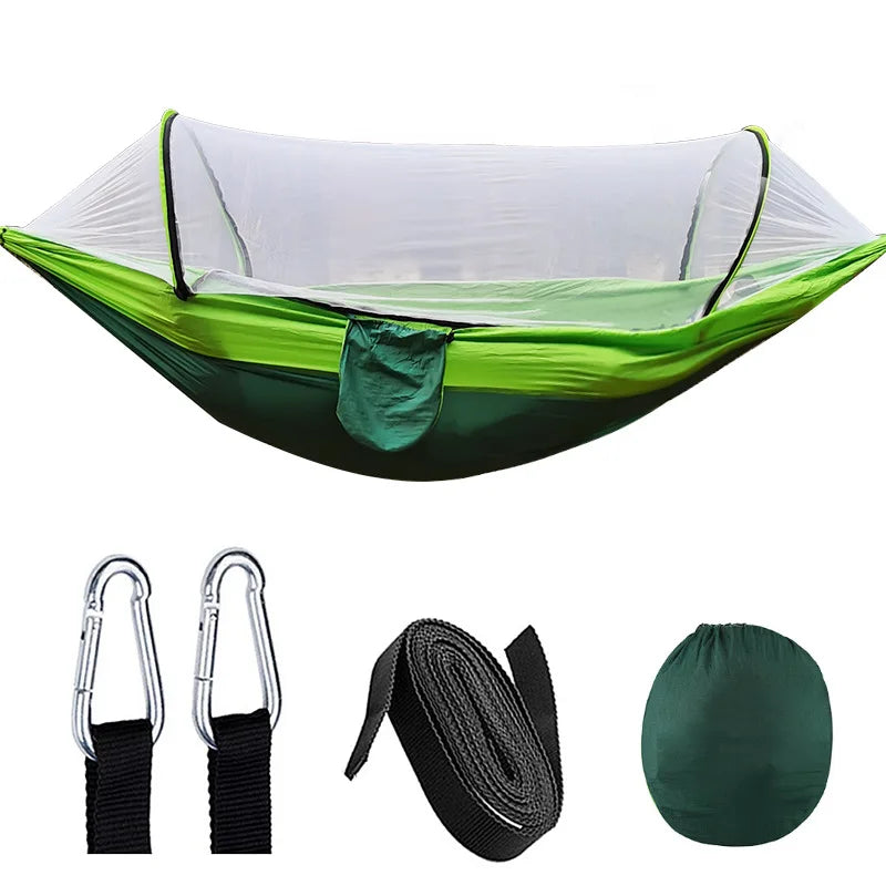 Leichte Unisex-Hängematte für Outdoor-Abenteuer; ideal für Camping, Reisen & entspannte Freizeit im Grünen.
