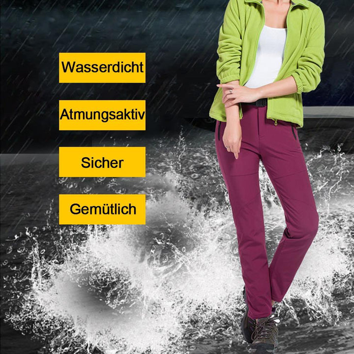 Rückansicht der Outdoor-Winterhose; winddicht, warm & bequem für Wanderungen, Skifahren & kalte Temperaturen.