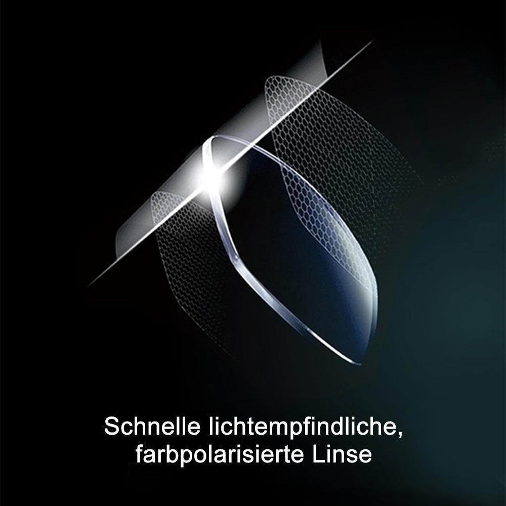 Photochrome Sonnenbrille passt sich Licht an. Von Tag zu Nacht optimaler UV-Schutz & Augenkomfort.