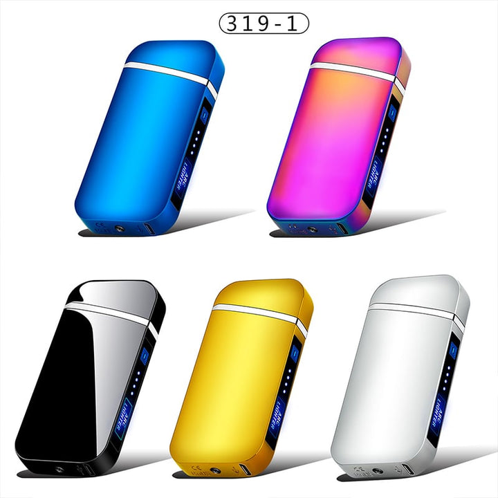 Seitliche Ansicht des wiederaufladbaren Plasma-Feuerzeugs, USB-Anschluss, winddicht, flammenlos, Zinklegierung.