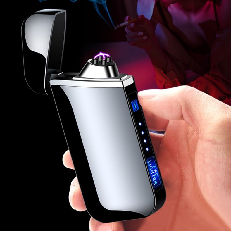 Sicheres, flammenloses Plasma-Feuerzeug, winddicht, elektrisch, USB-aufladbar. Ideal für Outdoor-Aktivitäten.