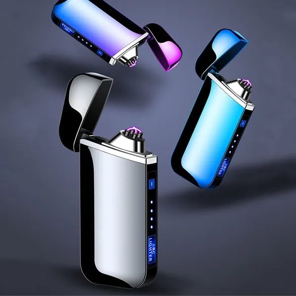 Robustes Plasma-Lichtbogen Feuerzeug aus Zinklegierung, elektrisch, winddicht, USB-aufladbar. Stilvoll & sicher.