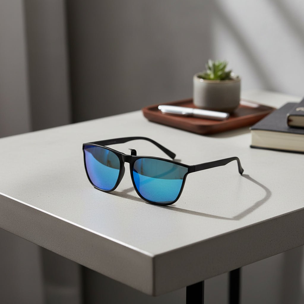 Unisex polarisierte Clip-on Sonnenbrille mit UV-Schutz als Brillenaufsatz für klare Sicht.