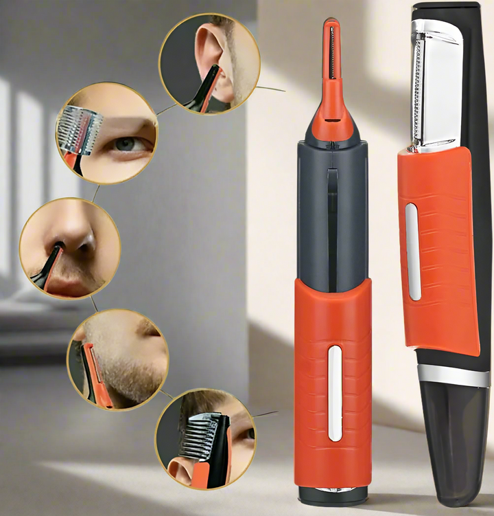 Ergonomischer Unisex Präzisions-Trimmer in Benutzung. Mühelose Körperpflege für jeden Look, reisefreundlich.
