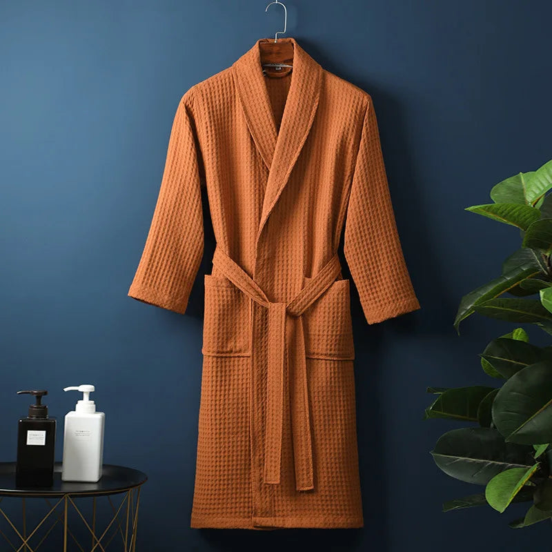 Geschenkidee: Premium Unisex Bademantel für Herren & Damen. Weich, atmungsaktiv, mit Taschen. Für Wellness & Freizeit.